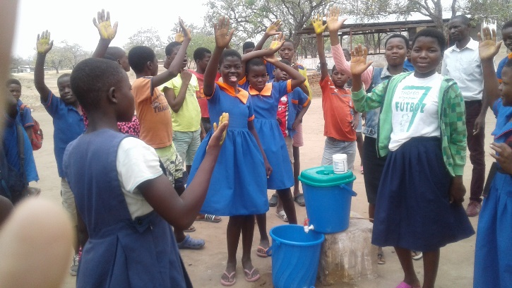 Learners participating in Hygiene Hub activities